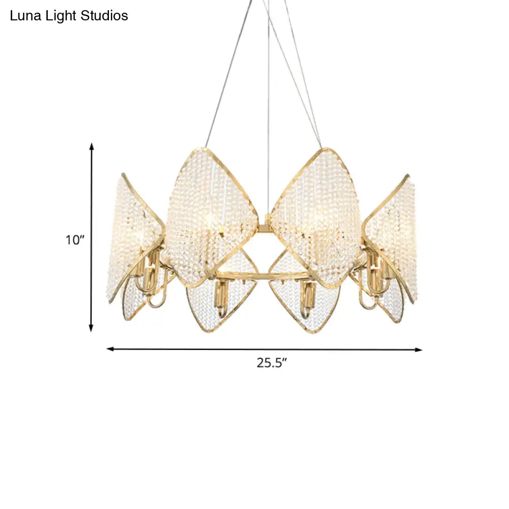 Modern Rhombus Crystal Chandelier - 8 Heads Gold Finish Suspension Pendant