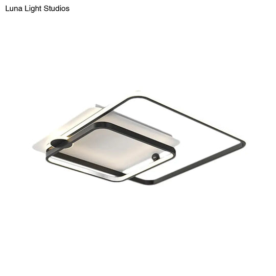 Modern Rhombus Frame Led Flush Light In Black/Gold 18/21.5 Sizes Warm/White Option
