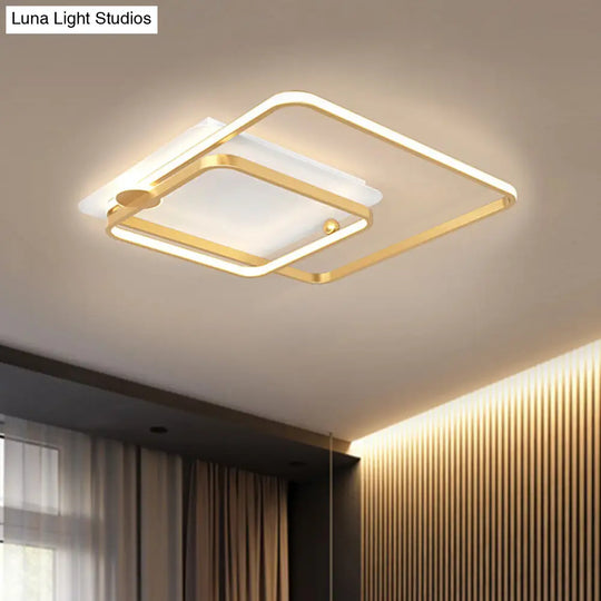 Modern Rhombus Frame Led Flush Light In Black/Gold 18/21.5 Sizes Warm/White Option Gold / 18 White