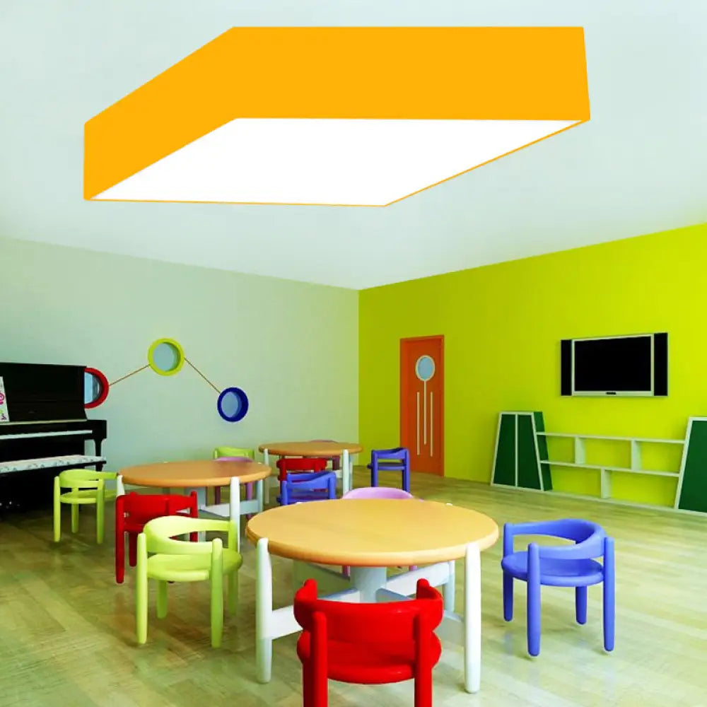 Modern Rhombus Led Ceiling Light For Kindergarten In Multiple Colors - Black White Red Yellow Green