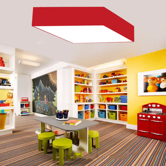 Modern Rhombus Led Ceiling Light For Kindergarten In Multiple Colors - Black White Red Yellow Green