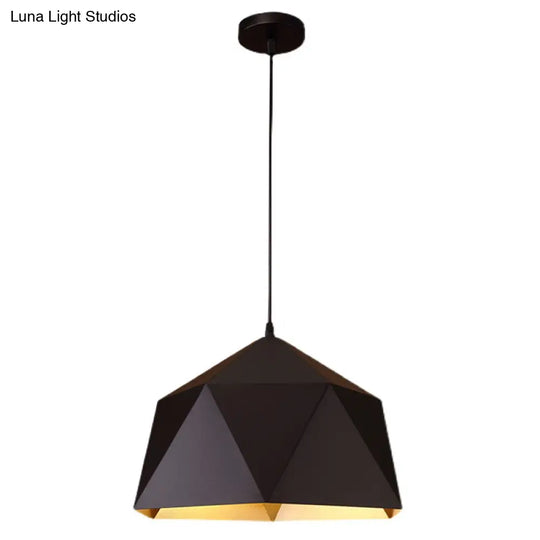 Rhombus Cut Metal Suspension Lamp - Loft Style Pendant Light For Living Room With 1-Light Fixture