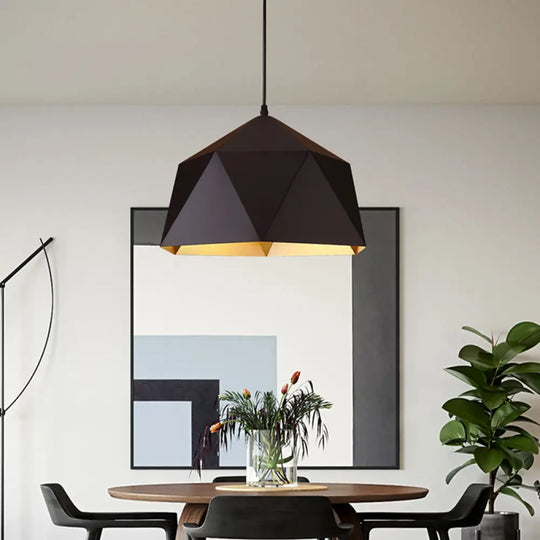 Modern Rhombus Metal Suspension Lamp - Loft Style Pendant Light Fixture For Living Room Black / 10’