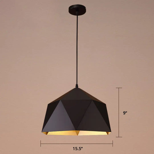 Modern Rhombus Metal Suspension Lamp - Loft Style Pendant Light Fixture For Living Room Black / 15’