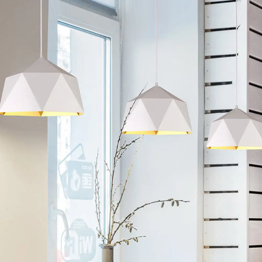 Modern Rhombus Metal Suspension Lamp - Loft Style Pendant Light Fixture For Living Room White / 10’