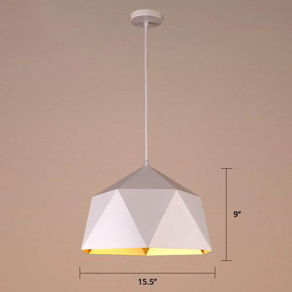 Modern Rhombus Metal Suspension Lamp - Loft Style Pendant Light Fixture For Living Room White / 15’