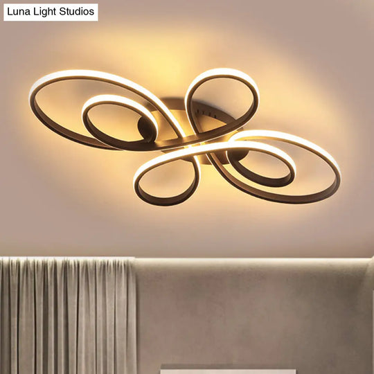 Modern Ribbons Led Ceiling Flush Mount Light In Warm/White Multiple Sizes & Colors Dark Coffee /