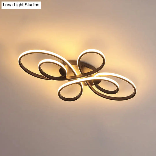 Modern Ribbons Led Ceiling Flush Mount Light In Warm/White Multiple Sizes & Colors