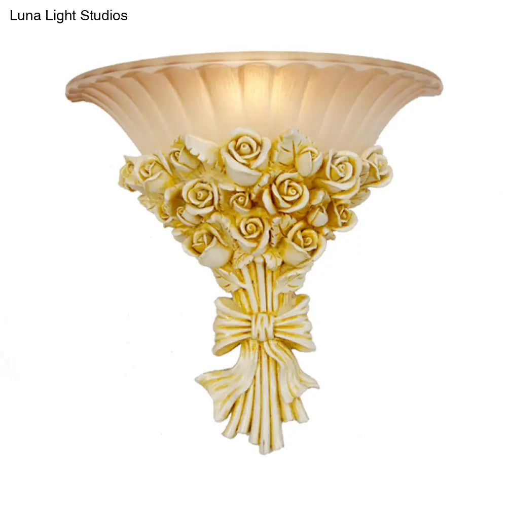 Modern Rose Flush Sconce Light: Exquisite Beige Wall Lighting