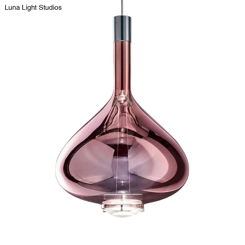 Modern Rose Gold/Clear/Smoke Glass Pendant Light - Beaker-Inspired Shape | 1-Light Dining Room