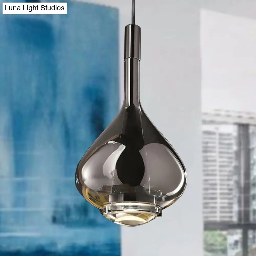 Modern Rose Gold Pendant Light With Beaker-Inspired Design - Clear/Smoke Glass Ideal For Dining Room