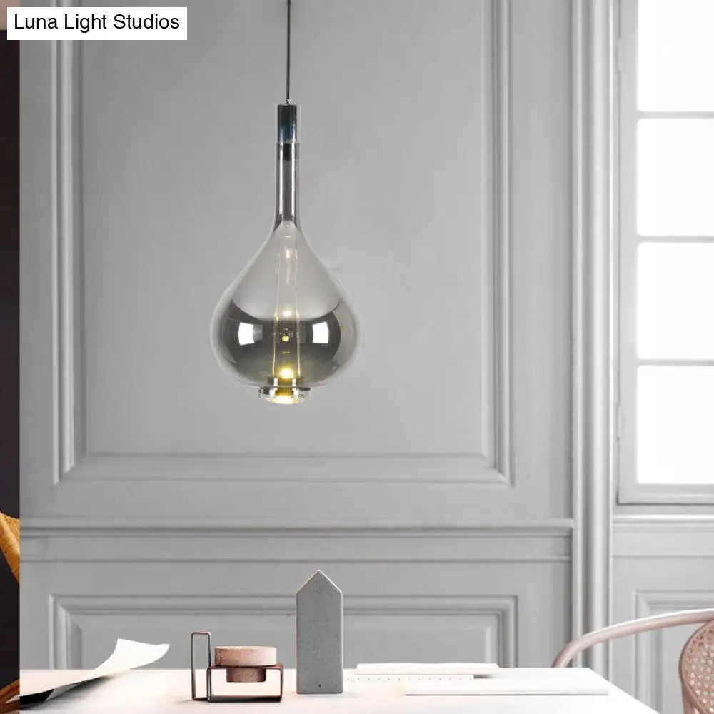 Modern Rose Gold Pendant Light With Beaker-Inspired Design - Clear/Smoke Glass Ideal For Dining Room