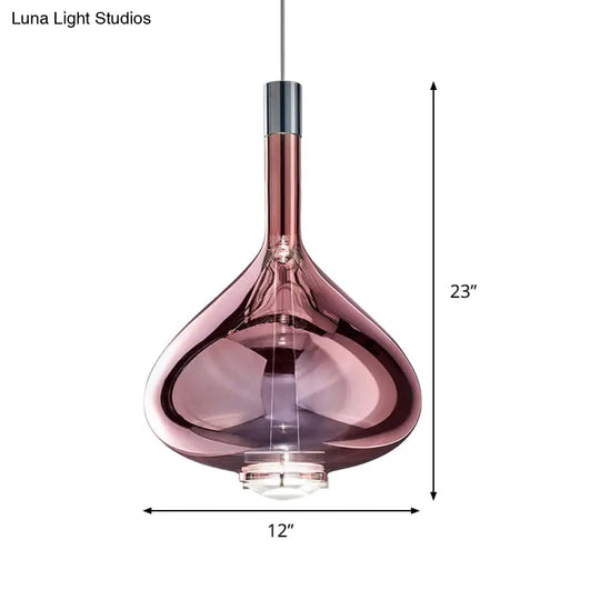 Modern Rose Gold/Clear/Smoke Glass Pendant Light - Beaker-Inspired Shape | 1-Light Dining Room