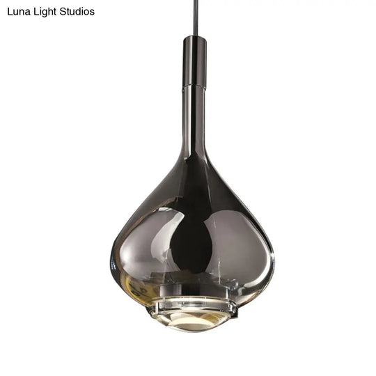 Modern Rose Gold Pendant Light With Beaker-Inspired Design - Clear/Smoke Glass Ideal For Dining Room