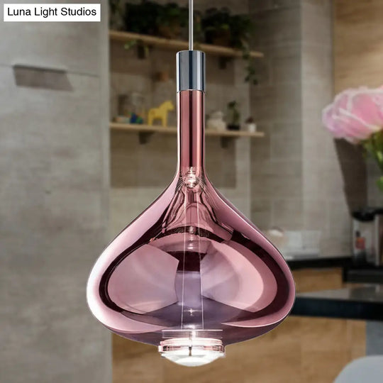 Modern Rose Gold Pendant Light With Beaker-Inspired Design - Clear/Smoke Glass Ideal For Dining Room