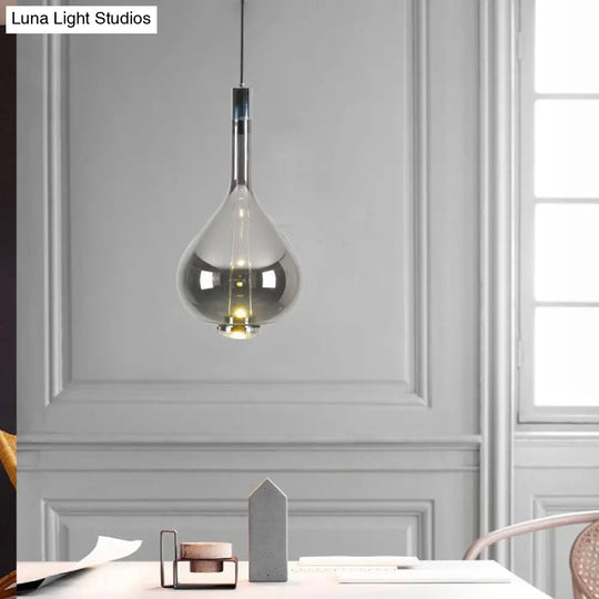 Modern Rose Gold/Clear/Smoke Glass Pendant Light - Beaker-Inspired Shape | 1-Light Dining Room