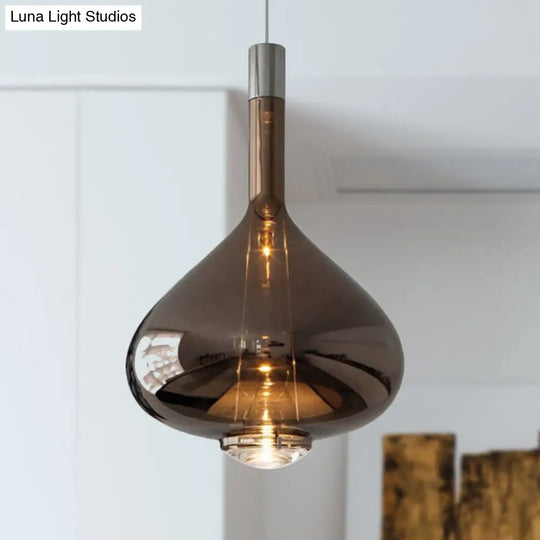 Modern Rose Gold Pendant Light With Beaker-Inspired Design - Clear/Smoke Glass Ideal For Dining Room