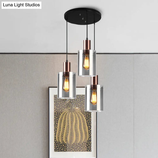 Modern Rose Gold Cluster Pendant Light With Smoked Glass Ideal For Restaurants