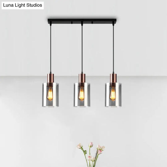Modern Rose Gold Cluster Pendant Light With Smoked Glass Ideal For Restaurants