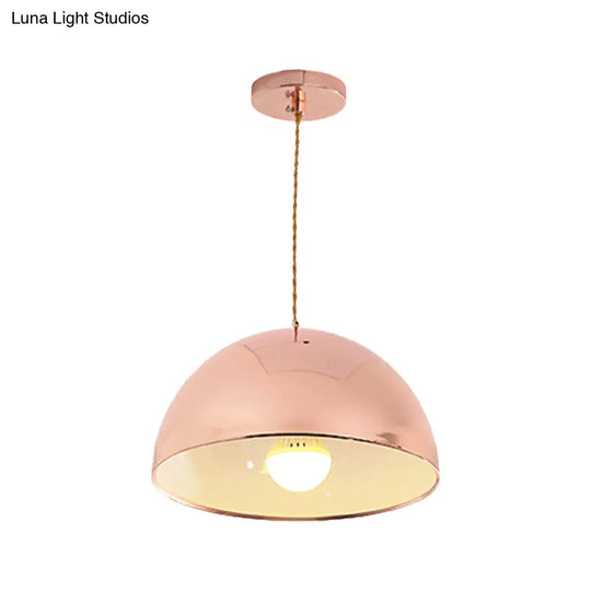 Modern Rose Gold Pendant Light With Domed Shade - 12’/16’ Wide Metallic Hanging For Restaurants