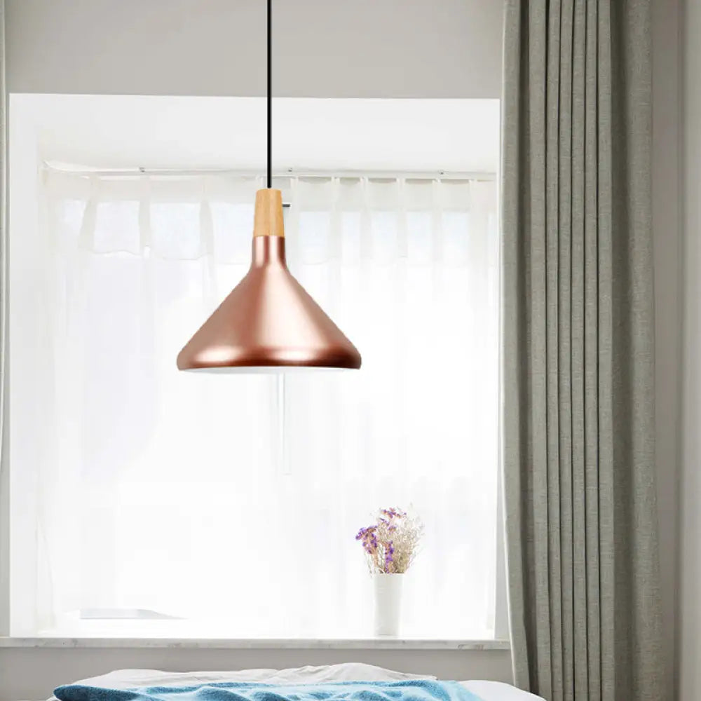 Modern Rose Gold Pyramid Pendant Lamp For Study Room / 10.5’