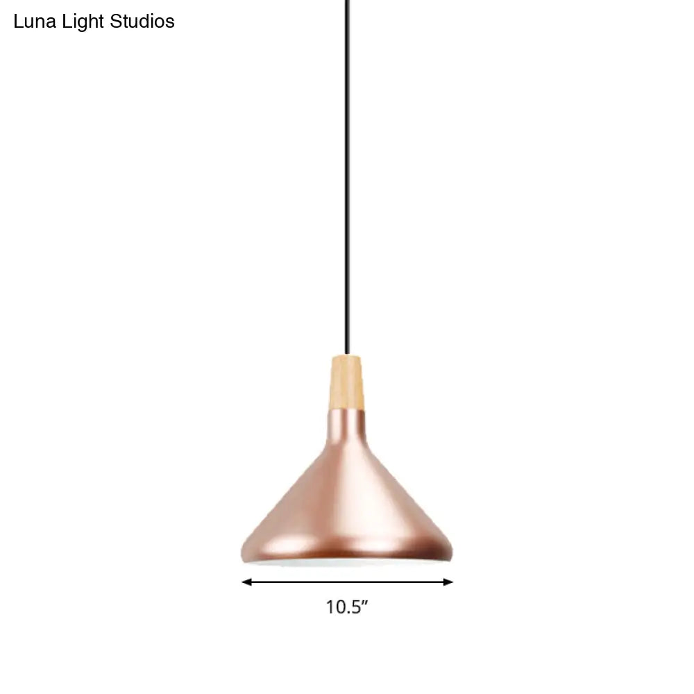 Modern Rose Gold Pyramid Pendant Lamp For Study Room