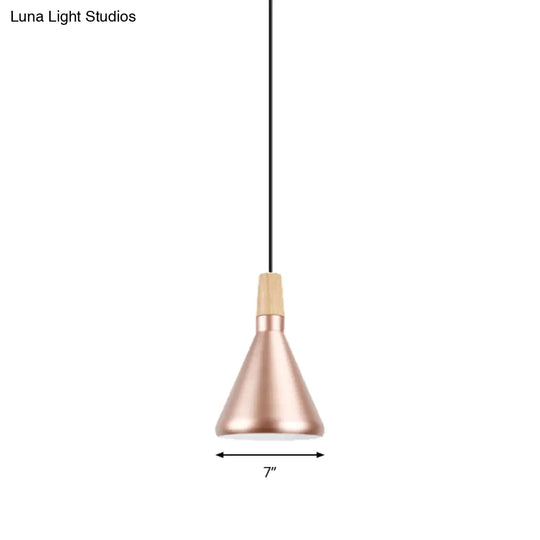 Modern Rose Gold Pyramid Pendant Lamp For Study Room