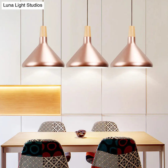 Modern Rose Gold Pyramid Pendant Lamp For Study Room