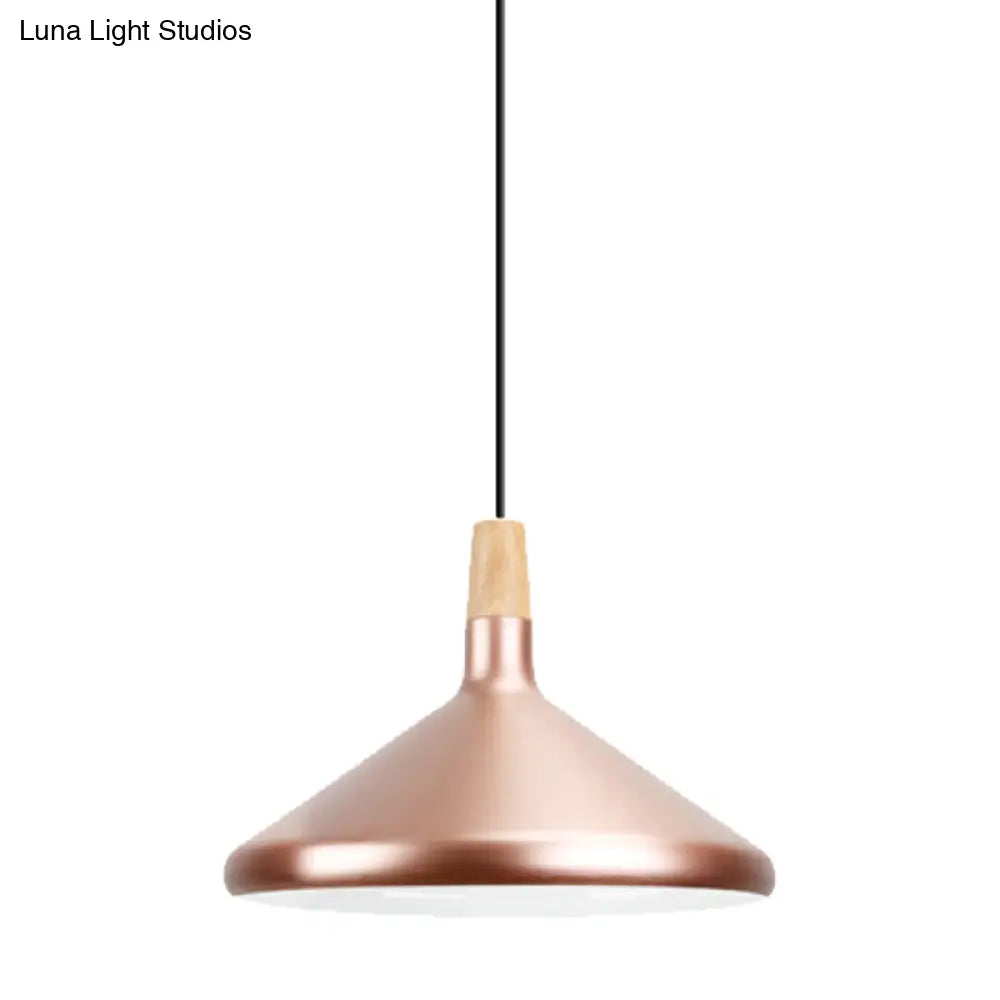 Modern Rose Gold Pyramid Pendant Lamp For Study Room