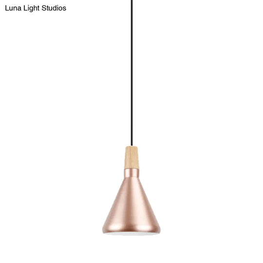 Modern Rose Gold Pyramid Pendant Lamp For Study Room