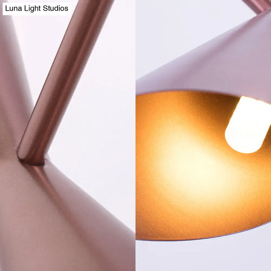 Modern Rose Gold Wall Sconce - Small Horn Shape Light For Boutique Stairway