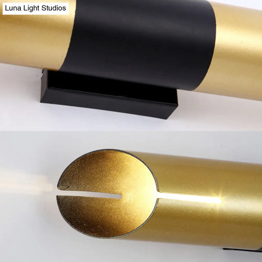 Modern Rotatable Cylinder Wall Sconce With Integrated Led Golden Lighting