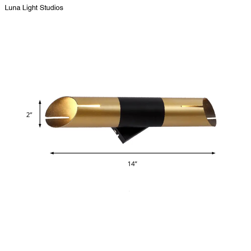 Modern Rotatable Cylinder Wall Sconce With Integrated Led Golden Lighting