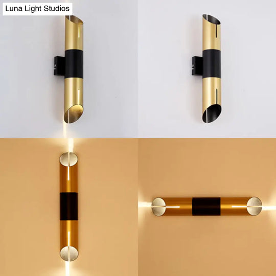 Modern Rotatable Cylinder Wall Sconce With Integrated Led Golden Lighting