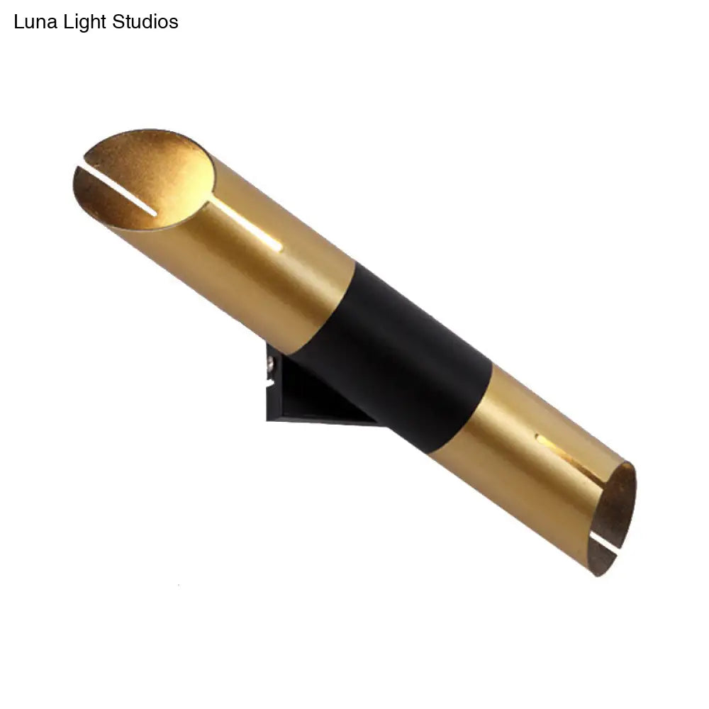 Modern Rotatable Cylinder Wall Sconce With Integrated Led Golden Lighting