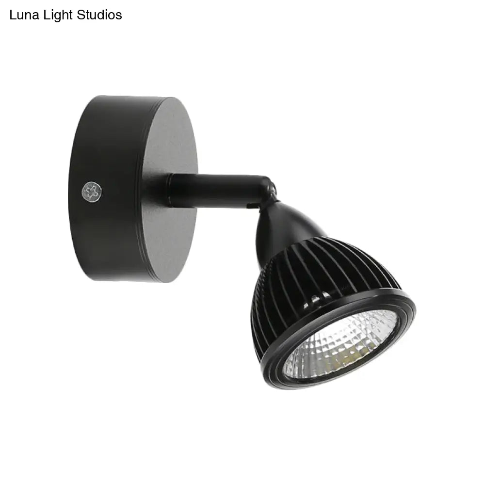 Modern Rotatable Domed Wall Sconce Light - Metal Led Lamp In Black/White With Switch Warm/White