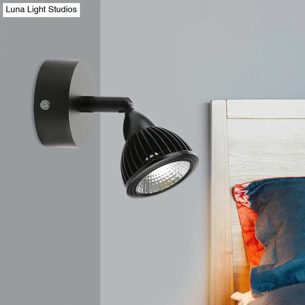 Modern Rotatable Domed Wall Sconce Light - Metal Led Lamp In Black/White With Switch Warm/White