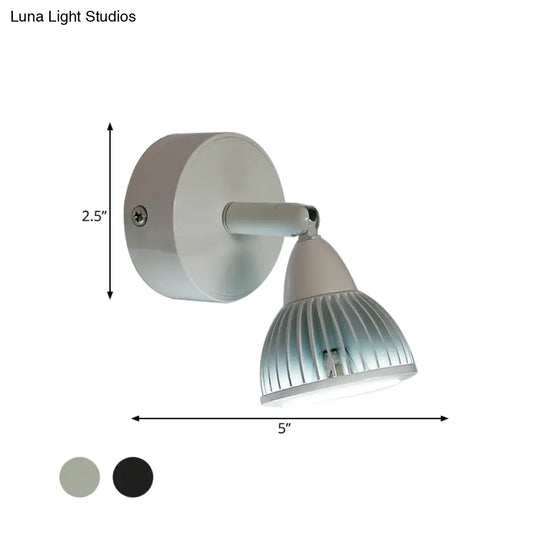 Modern Rotatable Domed Wall Sconce Light - Metal Led Lamp In Black/White With Switch Warm/White