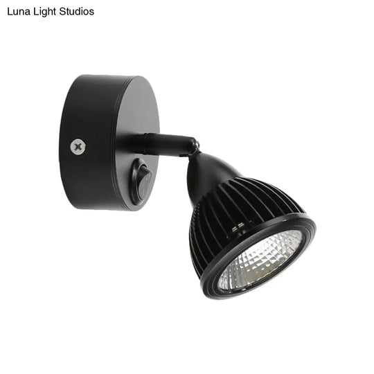 Modern Rotatable Domed Wall Sconce Light - Metal Led Lamp In Black/White With Switch Warm/White