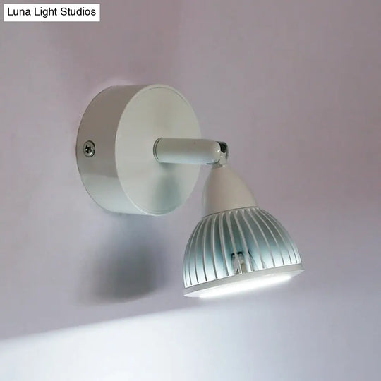 Modern Rotatable Domed Wall Sconce Light - Metal Led Lamp In Black/White With Switch Warm/White