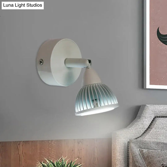 Modern Rotatable Domed Wall Sconce Light - Metal Led Lamp In Black/White With Switch Warm/White