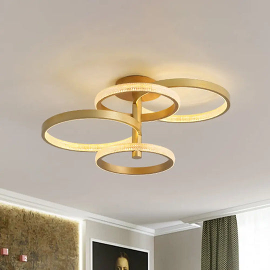 Modern Rotatable Gold Ring Ceiling Lamp With Led Acrylic Semi Flush Lighting In 3 Light Options /