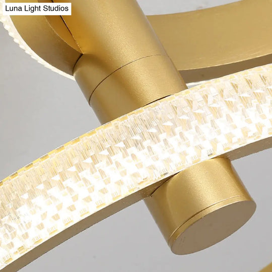 Modern Rotatable Gold Ring Ceiling Lamp With Led Acrylic Semi Flush Lighting In 3 Light Options