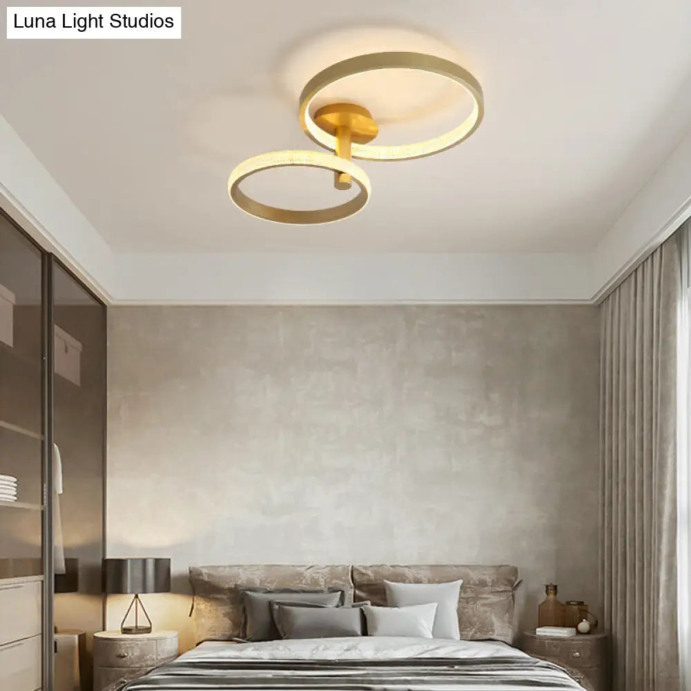 Modern Rotatable Led Semi-Flush Ceiling Lamp In Warm/White/Natural Light 25.5/33.5 L Gold / 25.5