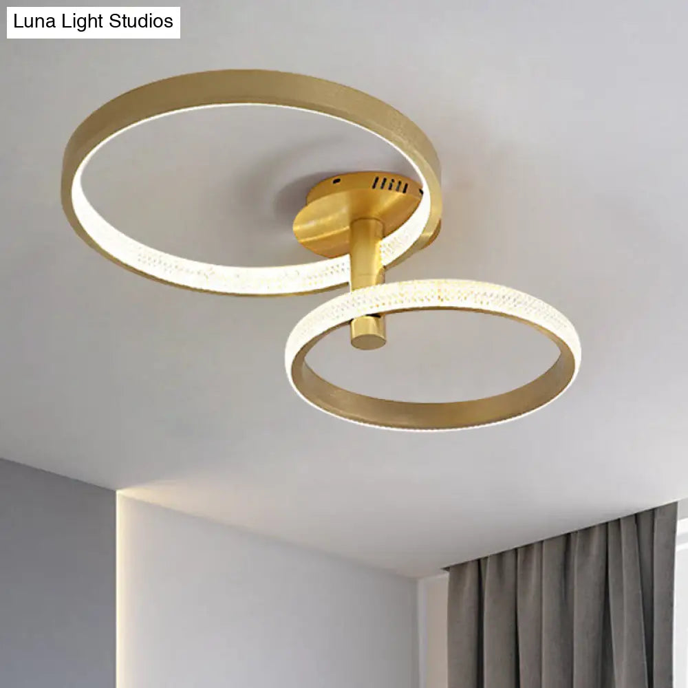 Modern Rotatable Led Semi-Flush Ceiling Lamp In Warm/White/Natural Light 25.5/33.5 L Gold / 25.5