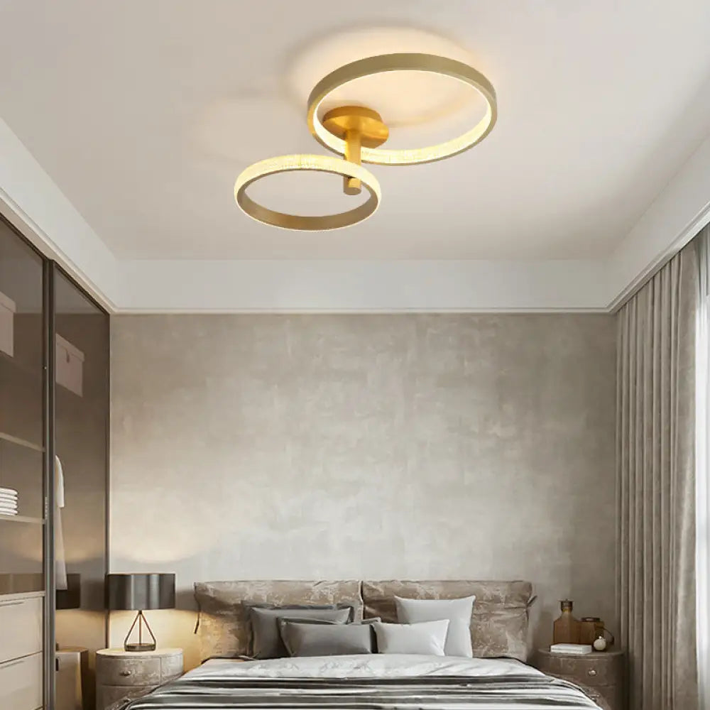 Modern Rotatable Led Semi - Flush Ceiling Lamp In Warm/White/Natural Light 25.5’/33.5’ L Gold /