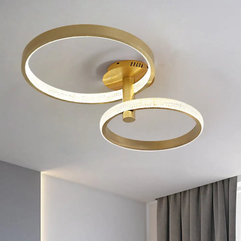 Modern Rotatable Led Semi - Flush Ceiling Lamp In Warm/White/Natural Light 25.5’/33.5’ L Gold /