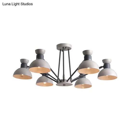 Modern Rotatable Metal Domed Chandelier Light With 6 Heads - Ideal For Living Room