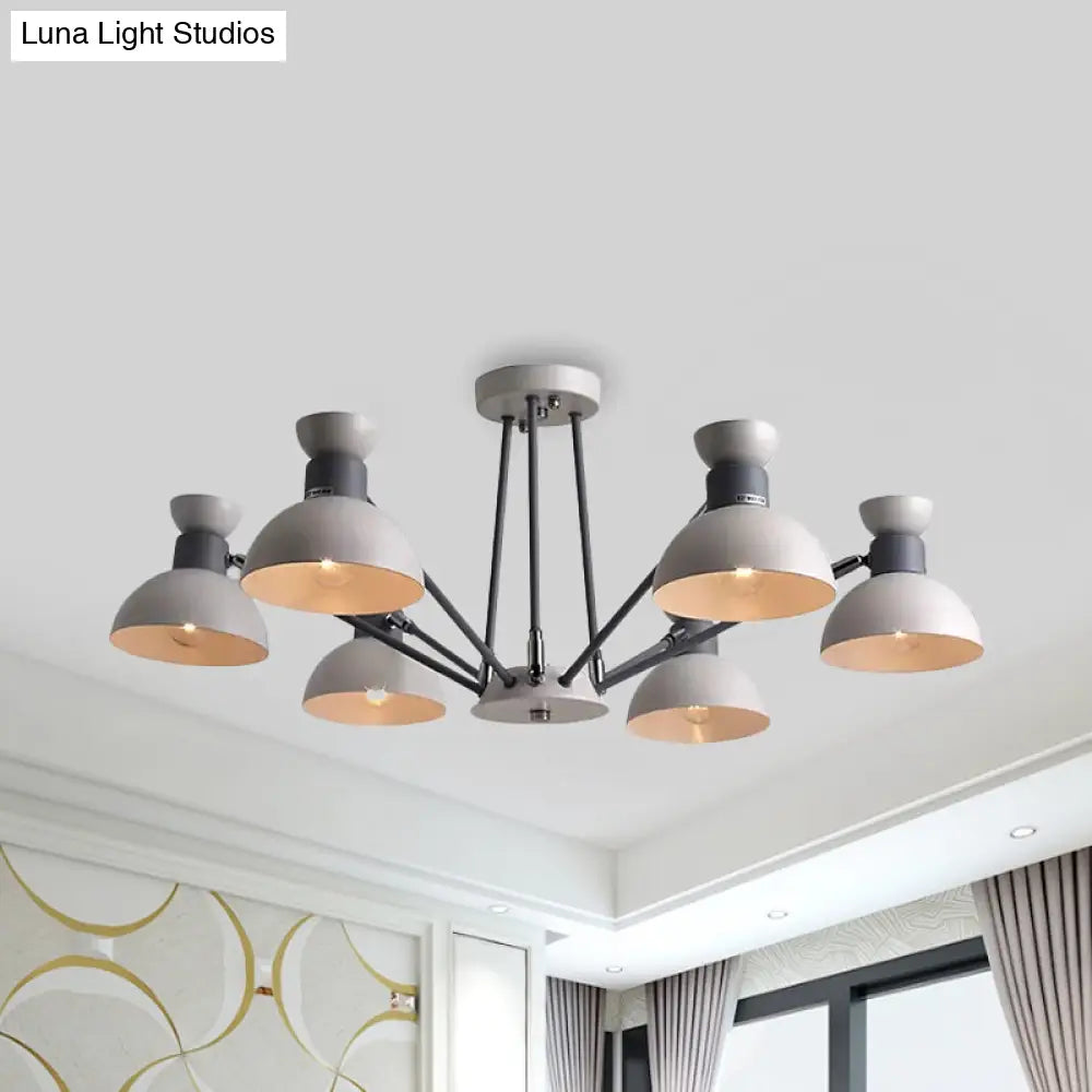 Modern Rotatable Metal Domed Chandelier Light With 6 Heads - Ideal For Living Room