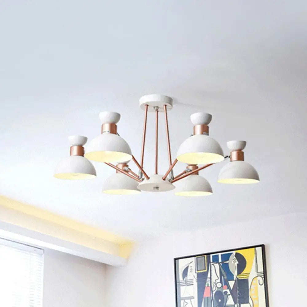 Modern Rotatable Metal Domed Chandelier Light With 6 Heads - Ideal For Living Room Gold